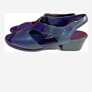 S.A.S. Tripad Comfort Leather Sandals Shoes Women's 7.5M Navy Open Toe Hook/Loop